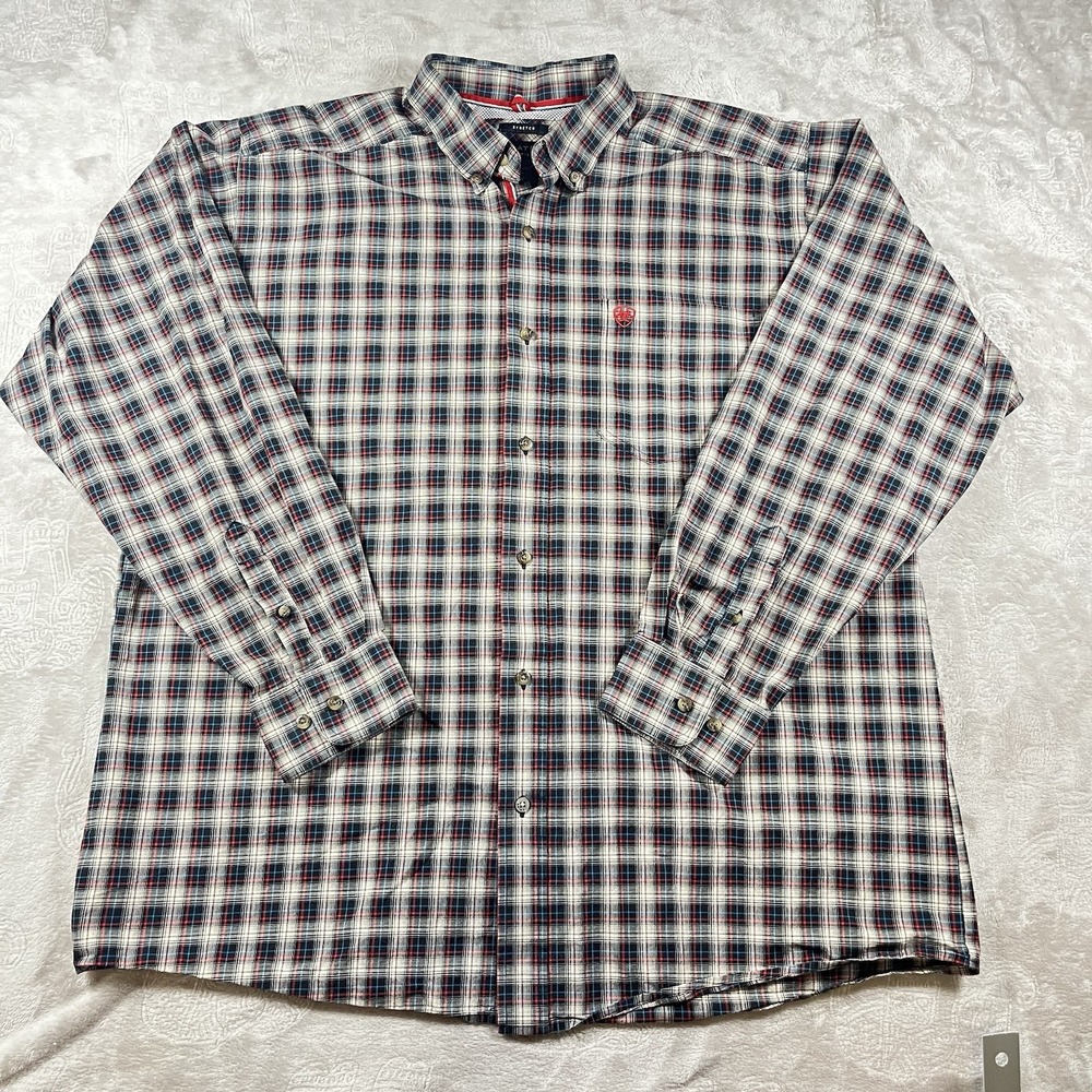 Ariat‎ Pro Series / Embroidered Mens  Check Plaid Mens XL Work Shirt Stretch